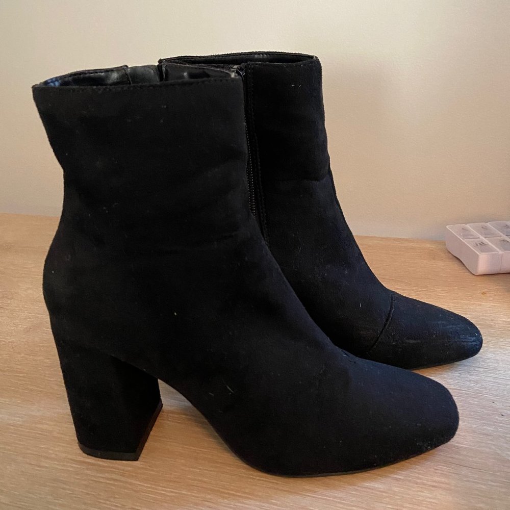 Black Vegan Suede Booties
